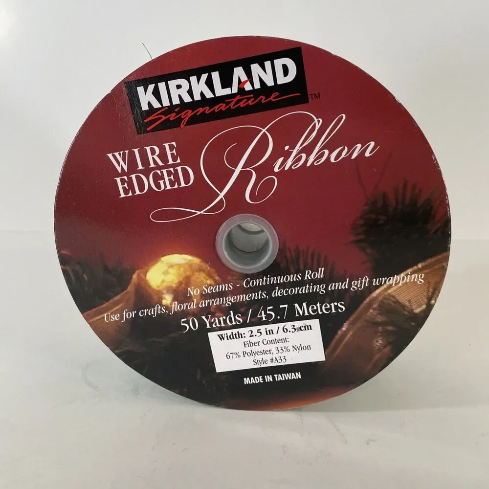 Kirkland Signature Wire Edged Green Sheer Christmas Ribbon 50 yards